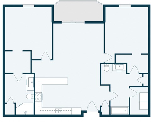 Floor plan for 2 beds, 1.8 baths